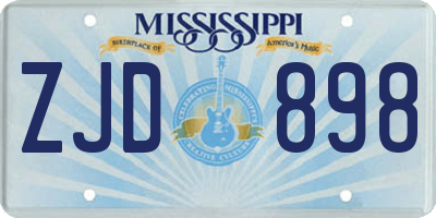 MS license plate ZJD898