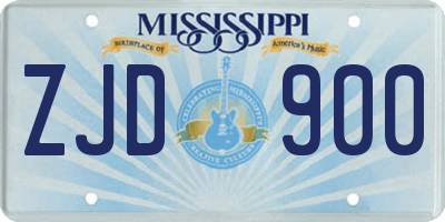 MS license plate ZJD900