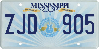 MS license plate ZJD905