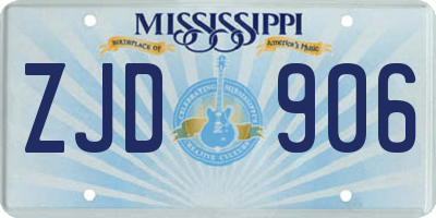MS license plate ZJD906