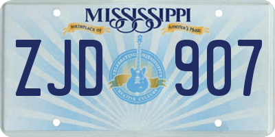 MS license plate ZJD907
