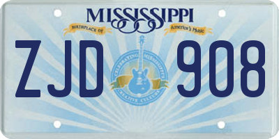 MS license plate ZJD908