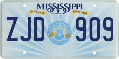 MS license plate ZJD909