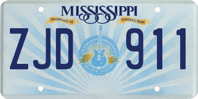 MS license plate ZJD911