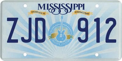 MS license plate ZJD912
