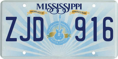 MS license plate ZJD916