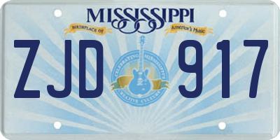 MS license plate ZJD917