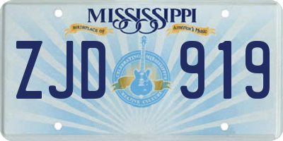 MS license plate ZJD919