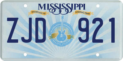 MS license plate ZJD921
