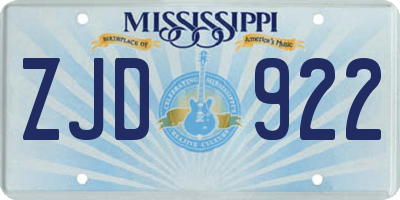 MS license plate ZJD922