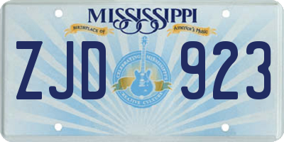 MS license plate ZJD923
