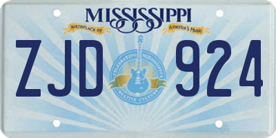 MS license plate ZJD924