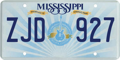 MS license plate ZJD927