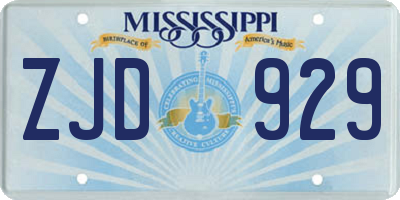 MS license plate ZJD929