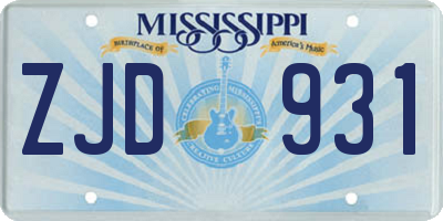 MS license plate ZJD931