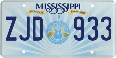 MS license plate ZJD933