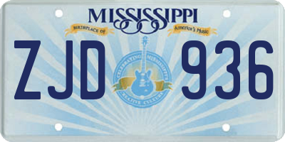 MS license plate ZJD936