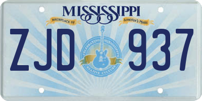 MS license plate ZJD937