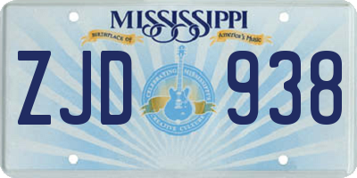 MS license plate ZJD938
