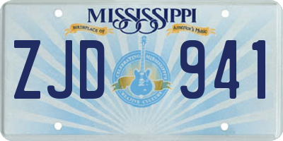 MS license plate ZJD941