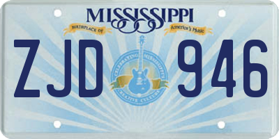 MS license plate ZJD946