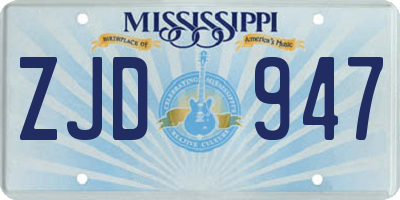 MS license plate ZJD947