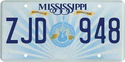 MS license plate ZJD948