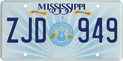 MS license plate ZJD949