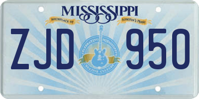 MS license plate ZJD950