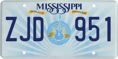 MS license plate ZJD951