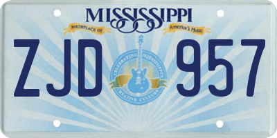 MS license plate ZJD957