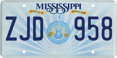 MS license plate ZJD958