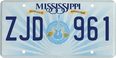 MS license plate ZJD961