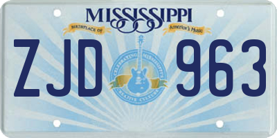 MS license plate ZJD963