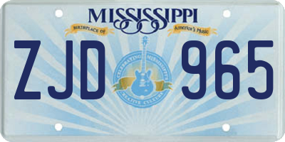 MS license plate ZJD965