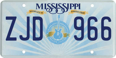 MS license plate ZJD966