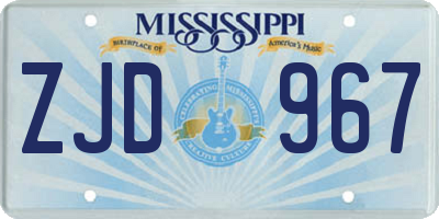 MS license plate ZJD967