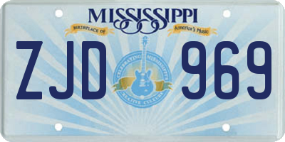MS license plate ZJD969