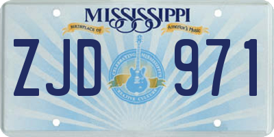 MS license plate ZJD971