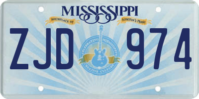 MS license plate ZJD974