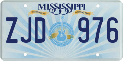 MS license plate ZJD976