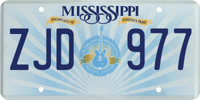 MS license plate ZJD977