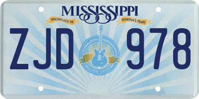 MS license plate ZJD978