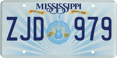 MS license plate ZJD979