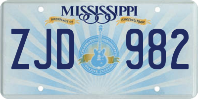 MS license plate ZJD982