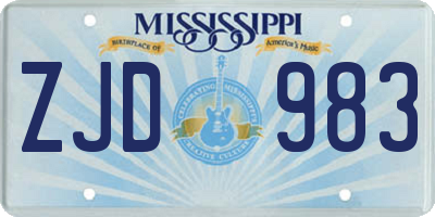 MS license plate ZJD983
