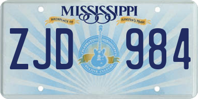 MS license plate ZJD984