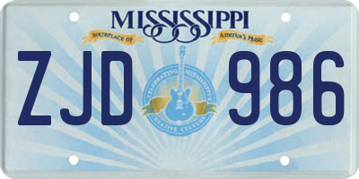 MS license plate ZJD986