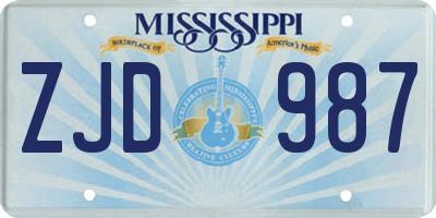 MS license plate ZJD987