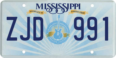 MS license plate ZJD991